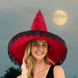 Bow Pointed Flower Lace Around Halloween Witch Hat - Madeline Love - Flyclothing LLC