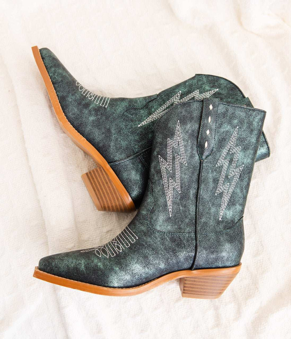 Bowie Metallic Boot in Teal - Naughty Monkey - Flyclothing LLC