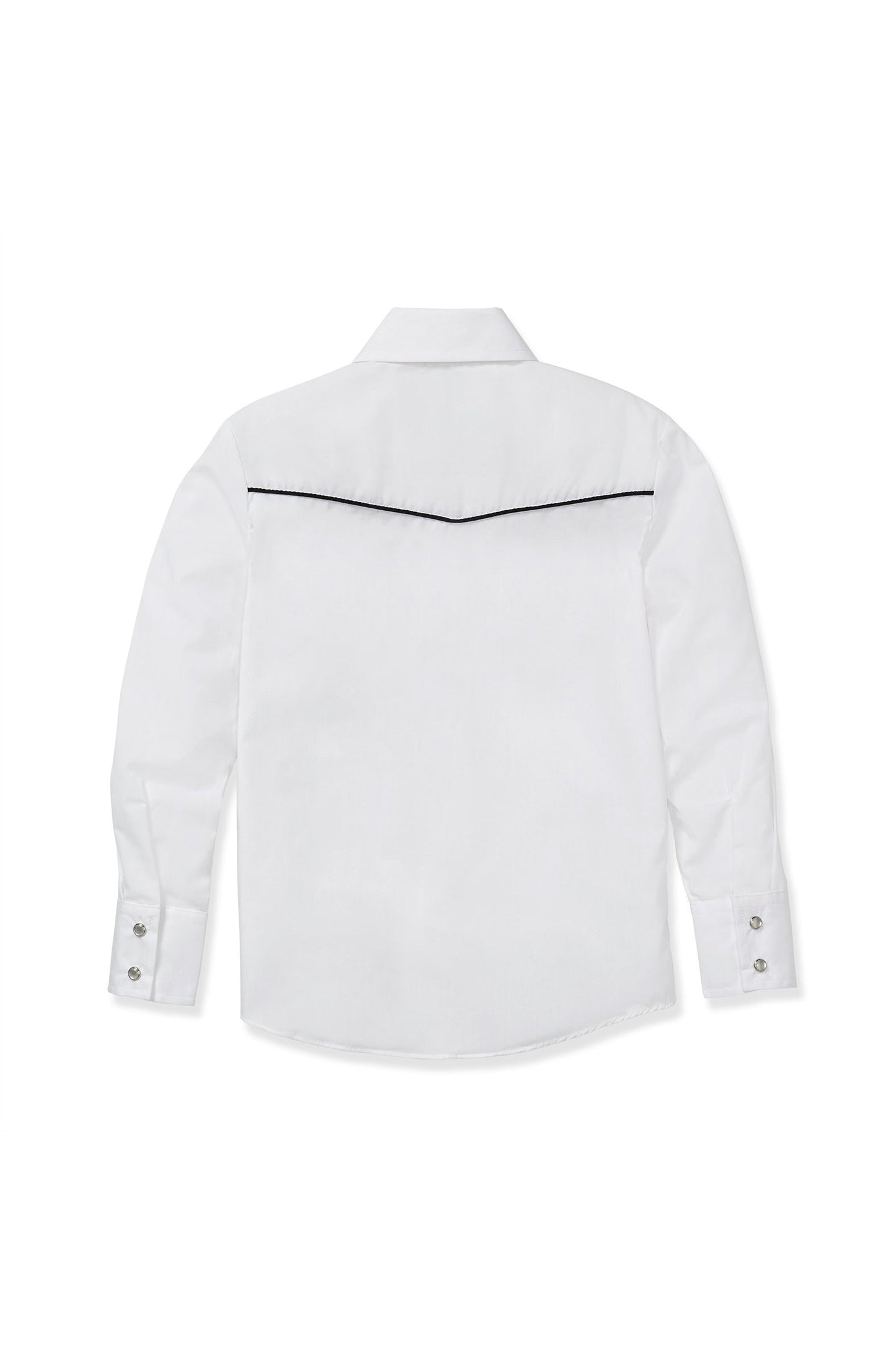 Boy's Ely Cattleman Long Sleeve Solid Western Snap Shirt with Black Piping