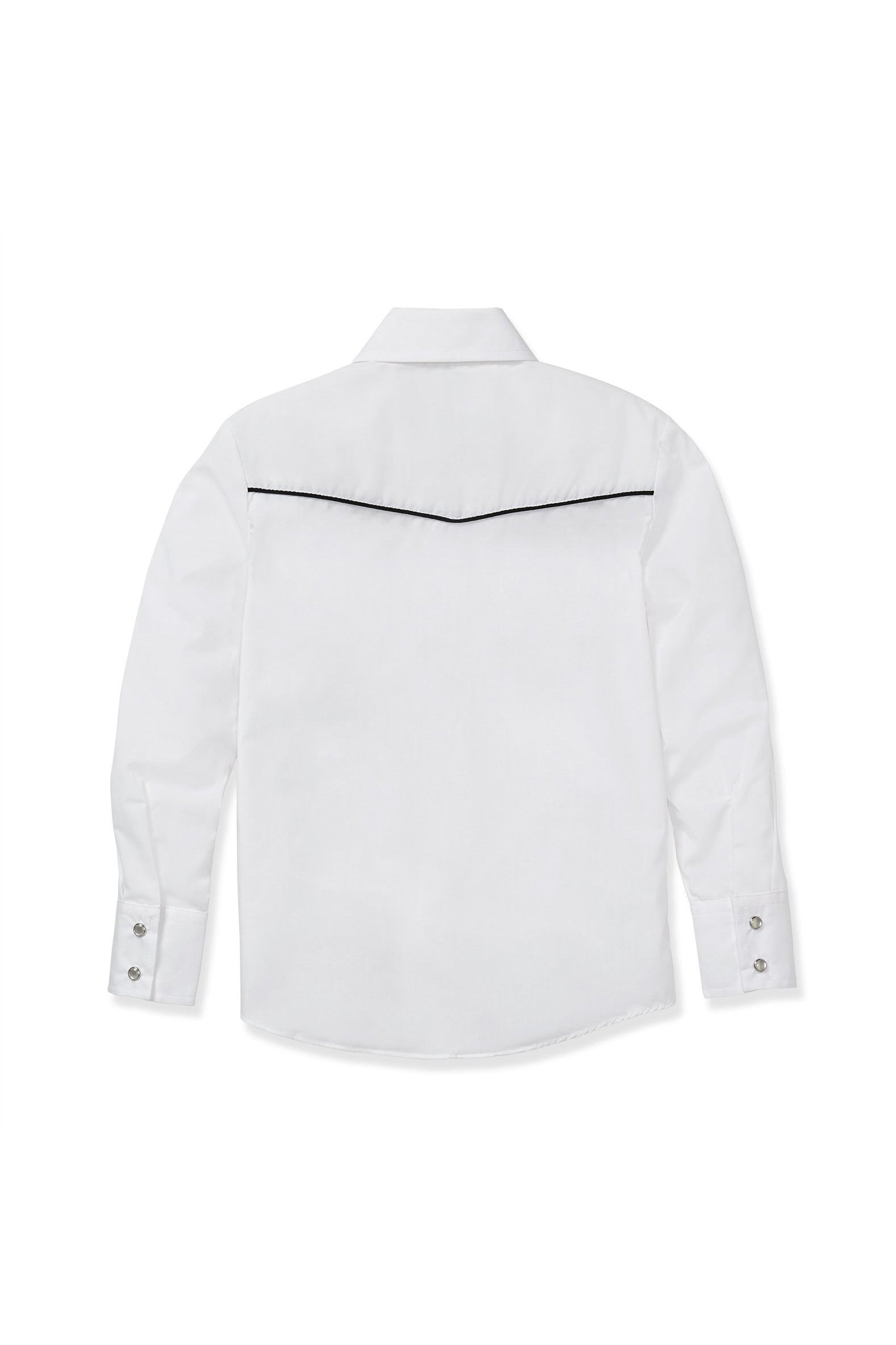 Boy's Ely Cattleman Long Sleeve Solid Western Snap Shirt with Black Piping