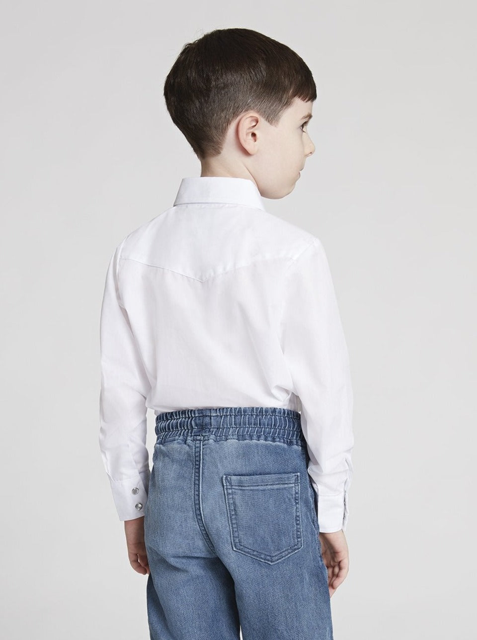 Boy's Ely Cattleman Long Sleeve Solid White Western Snap Shirt