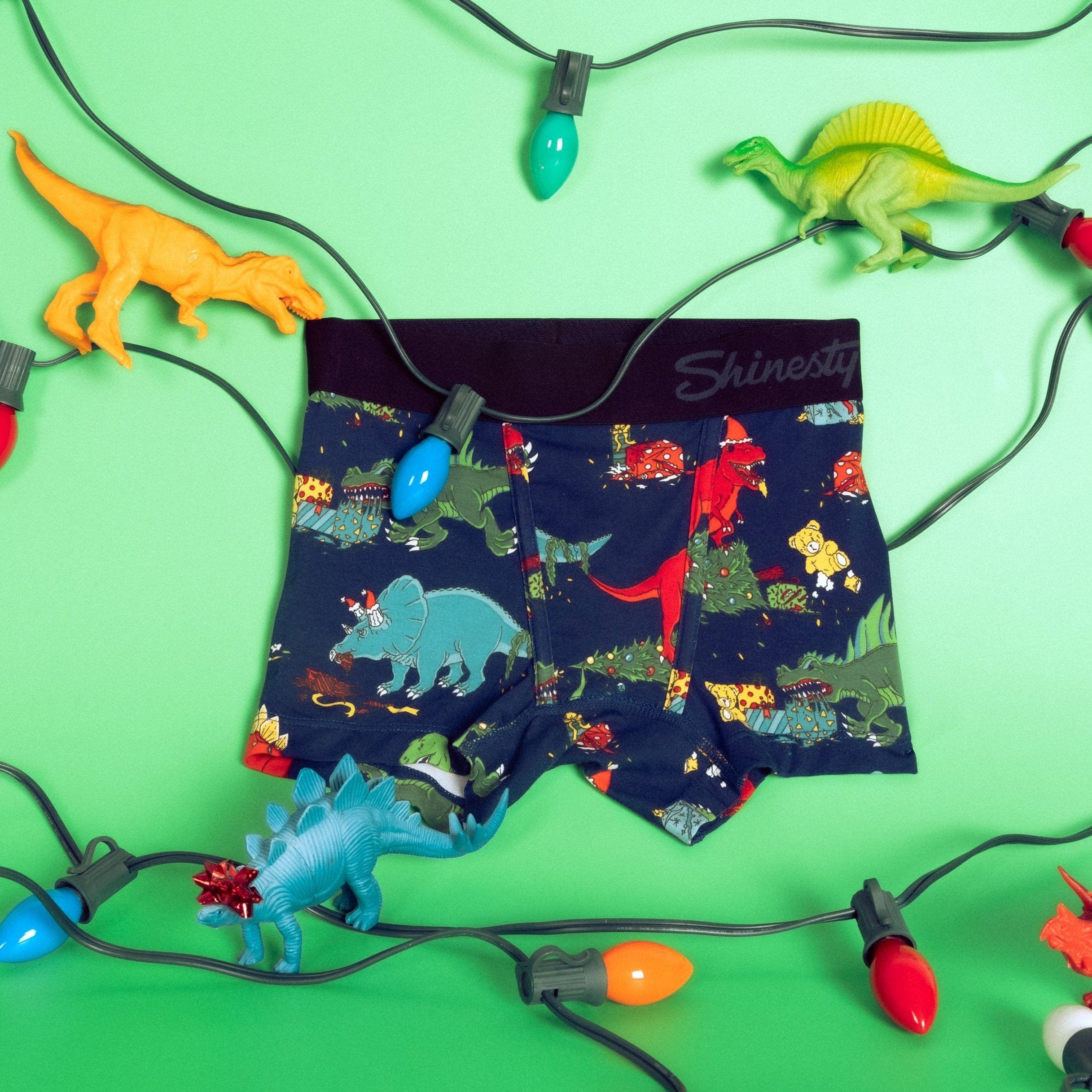 The T-Rexmas | Christmas Dinosaur Boy's Boxer Briefs - Shinesty