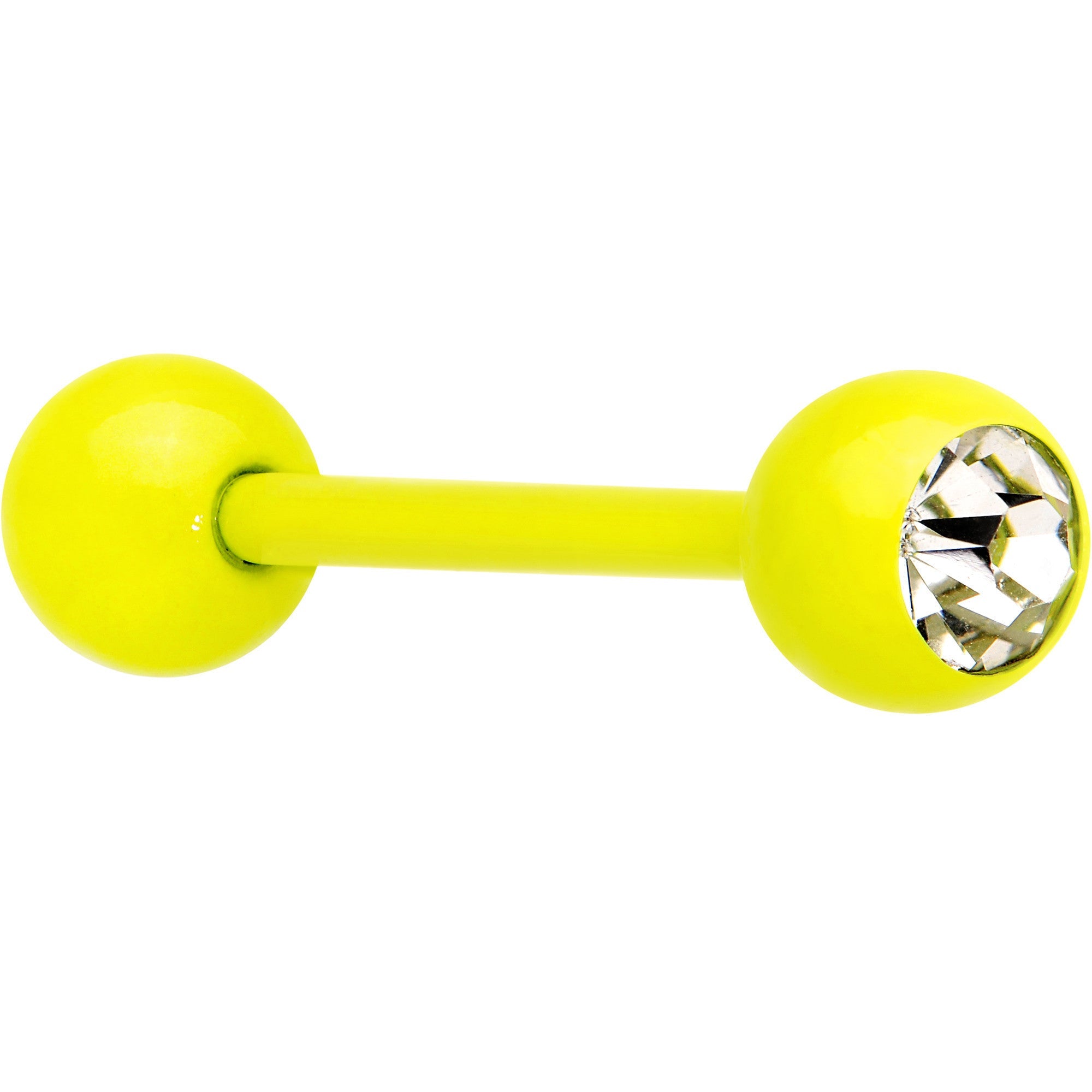 14G 5/8 Clear Gem Yellow Acrylic Over Steel Tongue Ring - BodyCandy - Flyclothing LLC