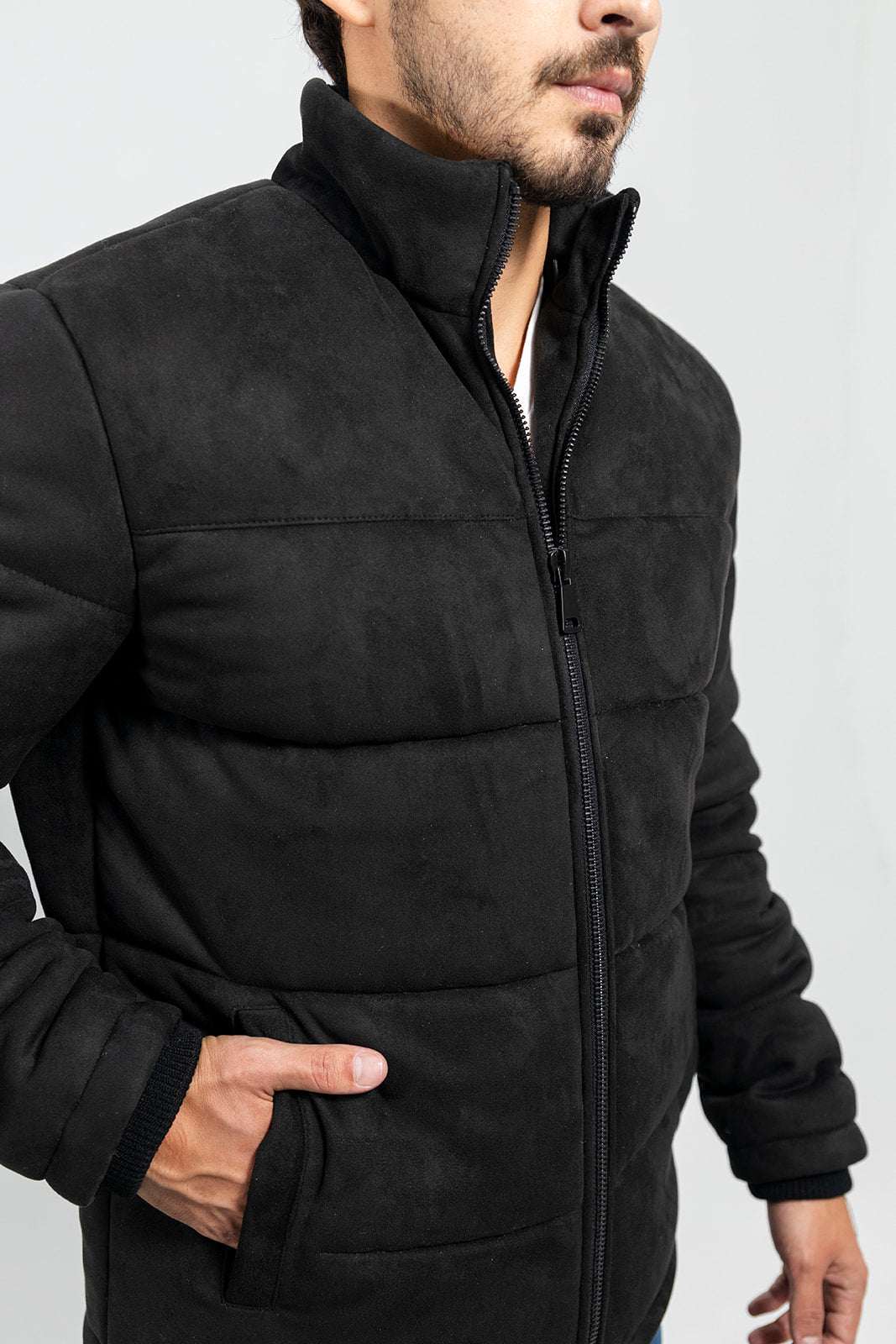 Brady Men's Faux Suede Puffer Jacket - Whet Blu NYC - Flyclothing LLC