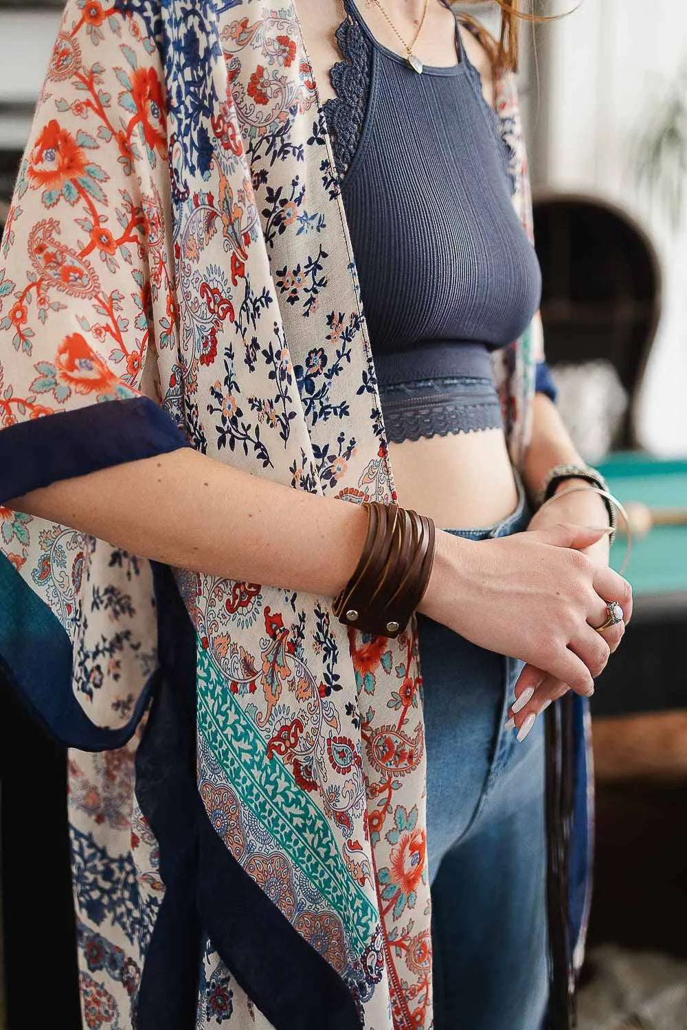 Braided Leather Cuff Bracelet w/ Adjustable Clasp - Boho Clothing and Accessories - Flyclothing LLC