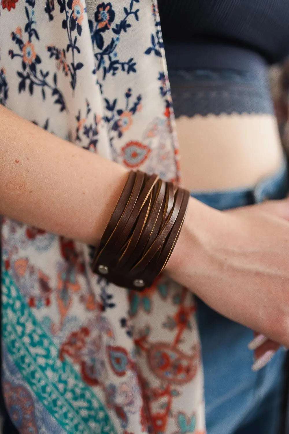 Braided Leather Cuff Bracelet w/ Adjustable Clasp - Boho Clothing and Accessories - Flyclothing LLC