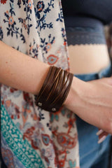 Braided Leather Cuff Bracelet w/ Adjustable Clasp - Boho Clothing and Accessories - Flyclothing LLC