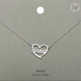Brass Metal Baseball Heart Pendant Necklace - Madeline Love - Flyclothing LLC