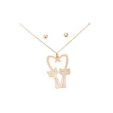 Brass Metal Cats Heart Pendant Necklace - Madeline Love - Flyclothing LLC