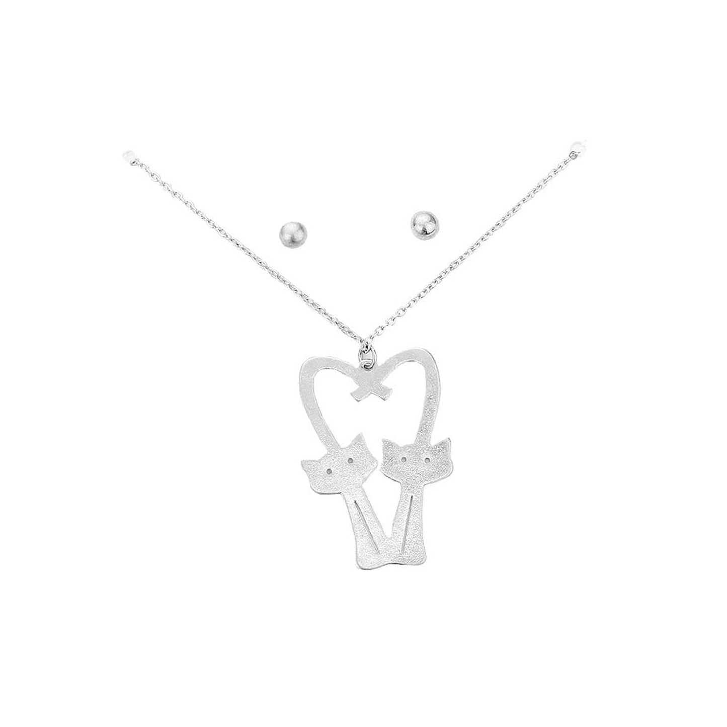 Brass Metal Cats Heart Pendant Necklace - Madeline Love - Flyclothing LLC