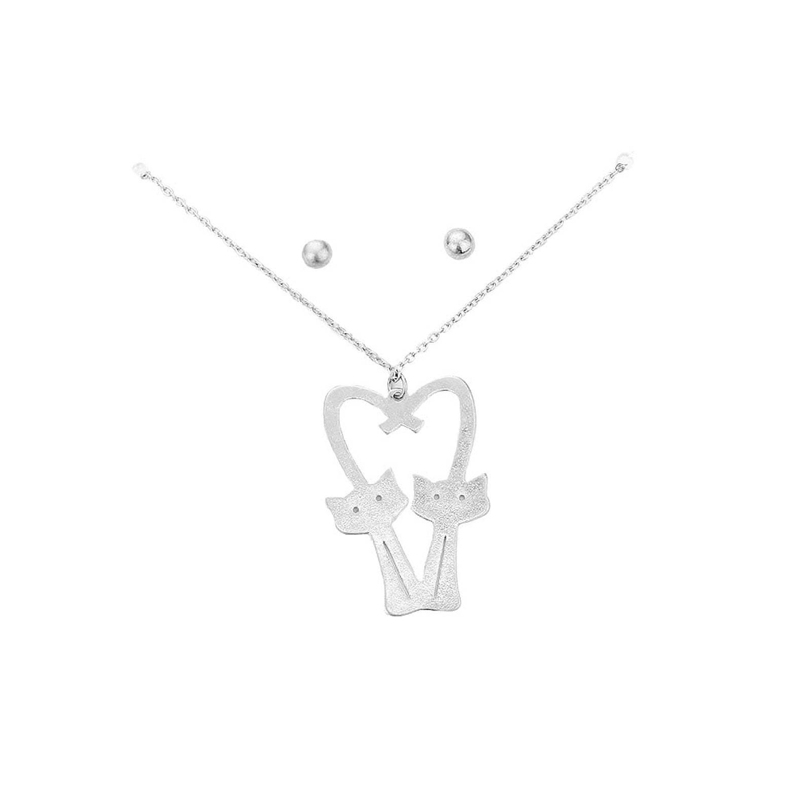 Brass Metal Cats Heart Pendant Necklace - Madeline Love - Flyclothing LLC