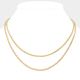 Brass Metal Double Layered Chain Necklace - Madeline Love - Flyclothing LLC