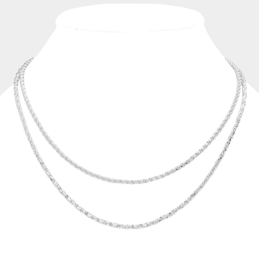 Brass Metal Double Layered Chain Necklace - Madeline Love - Flyclothing LLC