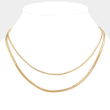 Brass Metal Double Layered Chevron Chain Necklace - Madeline Love - Flyclothing LLC