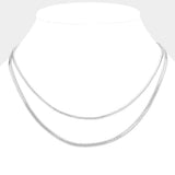 Brass Metal Double Layered Chevron Chain Necklace - Madeline Love - Flyclothing LLC