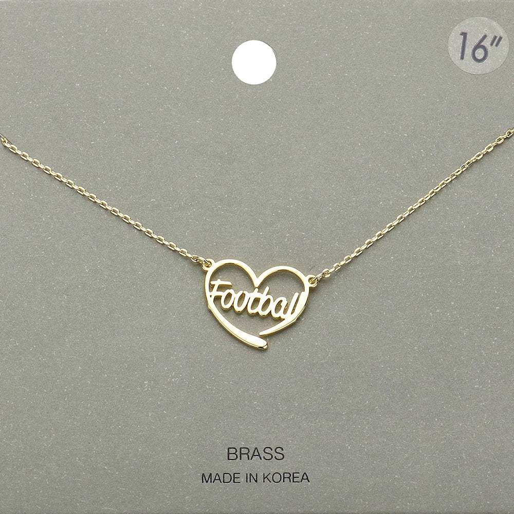 Brass Metal Football Heart Pendant Necklace - Madeline Love - Flyclothing LLC