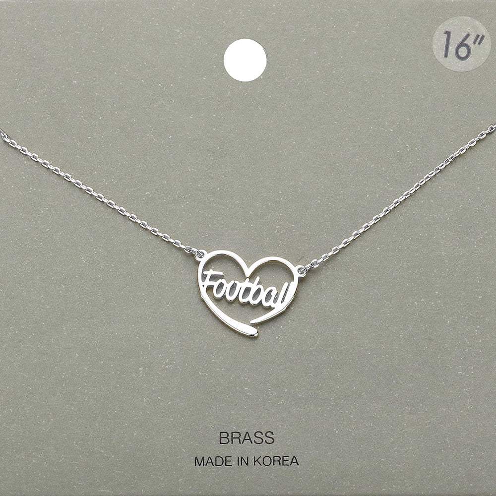 Brass Metal Football Heart Pendant Necklace - Madeline Love - Flyclothing LLC