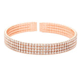 Brass Metal Four Rows Rhinestone Cuff Bracelet - Madeline Love - Flyclothing LLC