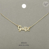 Brass Metal Golf Message Plate Pendant Necklace - Madeline Love - Flyclothing LLC