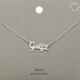 Brass Metal Golf Message Plate Pendant Necklace - Madeline Love - Flyclothing LLC
