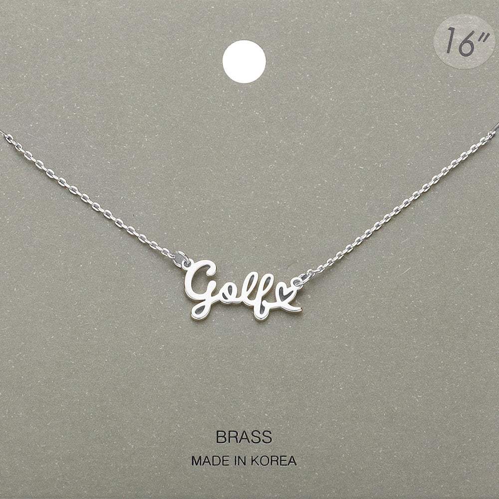 Brass Metal Golf Message Plate Pendant Necklace - Madeline Love - Flyclothing LLC