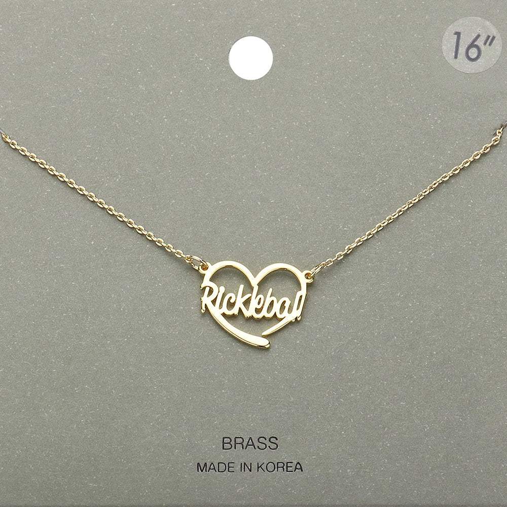 Brass Metal Pickleball Heart Pendant Necklace - Madeline Love - Flyclothing LLC