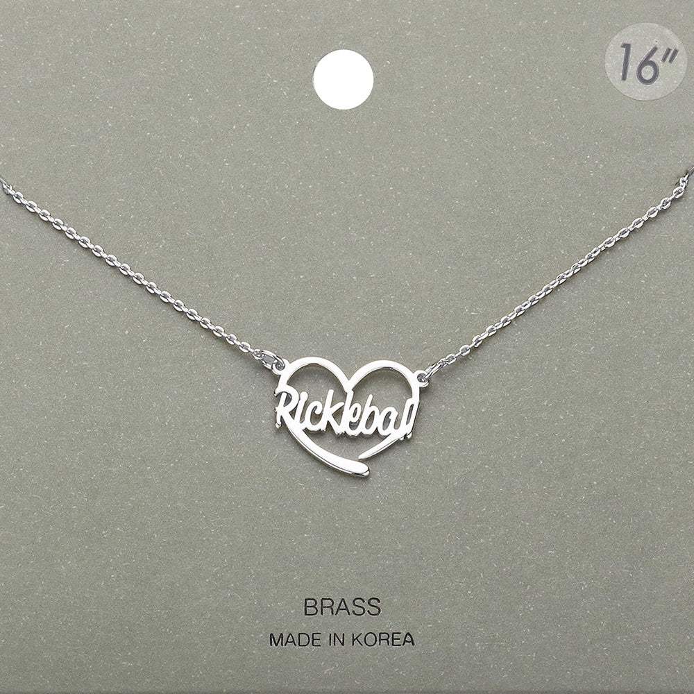 Brass Metal Pickleball Heart Pendant Necklace - Madeline Love - Flyclothing LLC