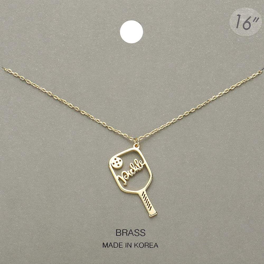 Brass Metal Pickleball Pendant Necklace - Madeline Love - Flyclothing LLC
