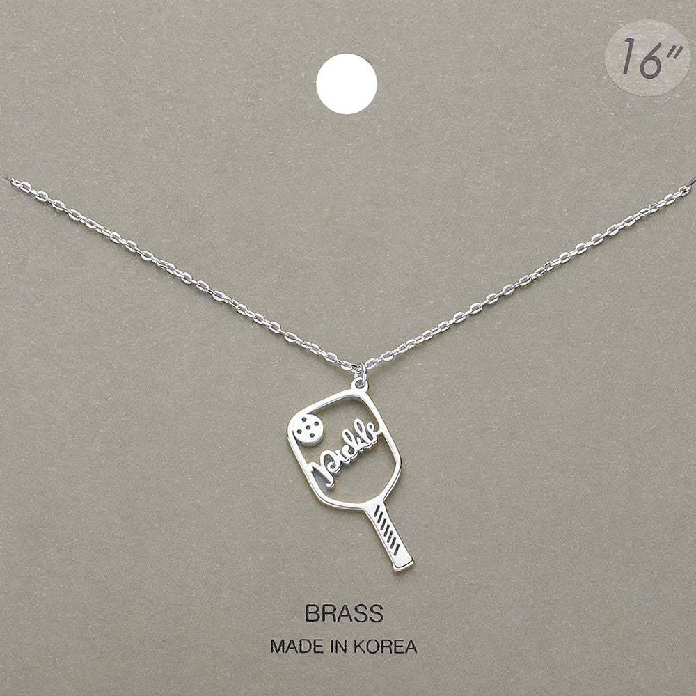 Brass Metal Pickleball Pendant Necklace - Madeline Love - Flyclothing LLC