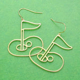 Brass Metal Wire Gold Hole in One Dangle Earrings - Madeline Love - Flyclothing LLC
