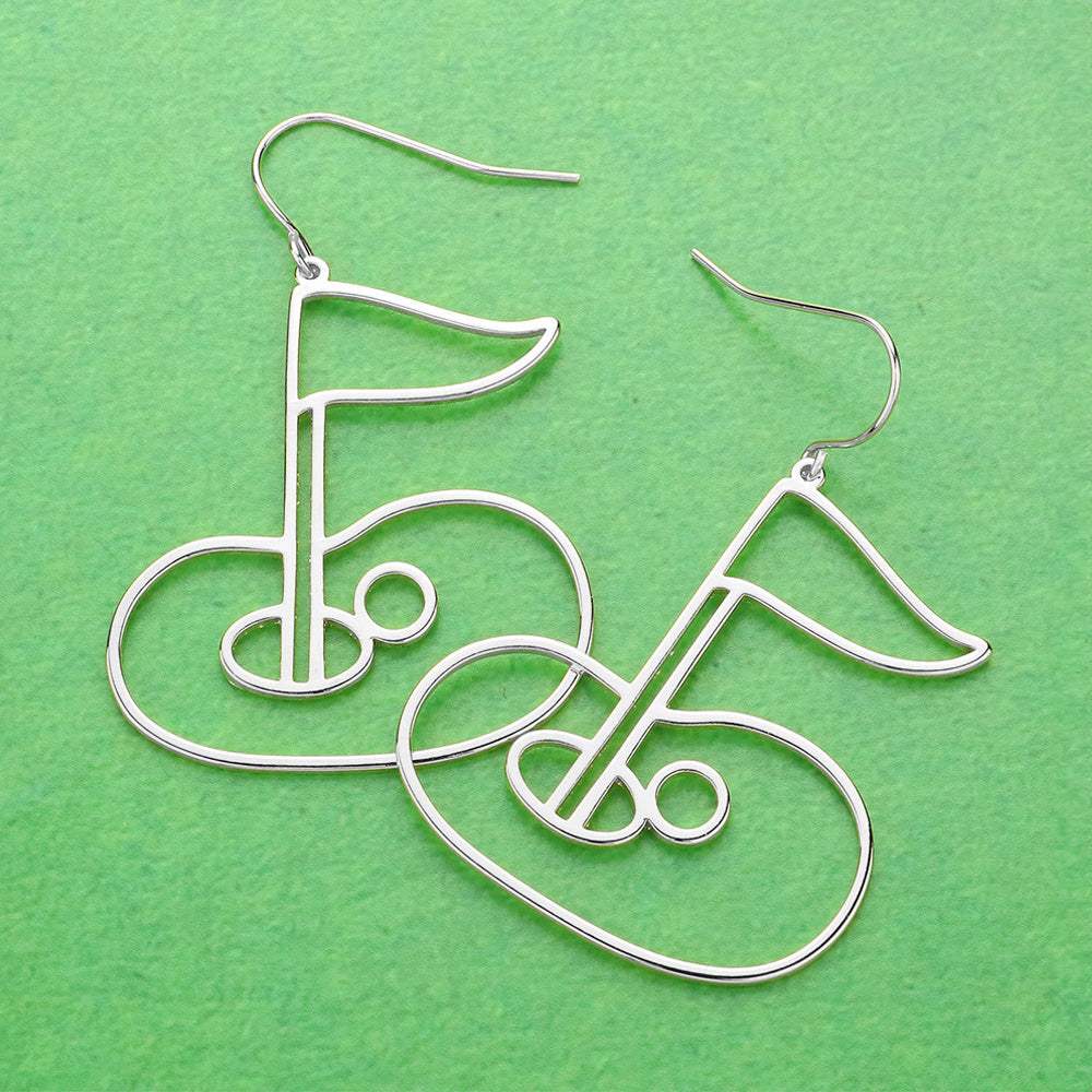 Brass Metal Wire Gold Hole in One Dangle Earrings - Madeline Love - Flyclothing LLC