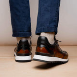65-355-BRN BRAVO Hand Finished Trainer Cognac / Black - Zelli Italia - Flyclothing LLC