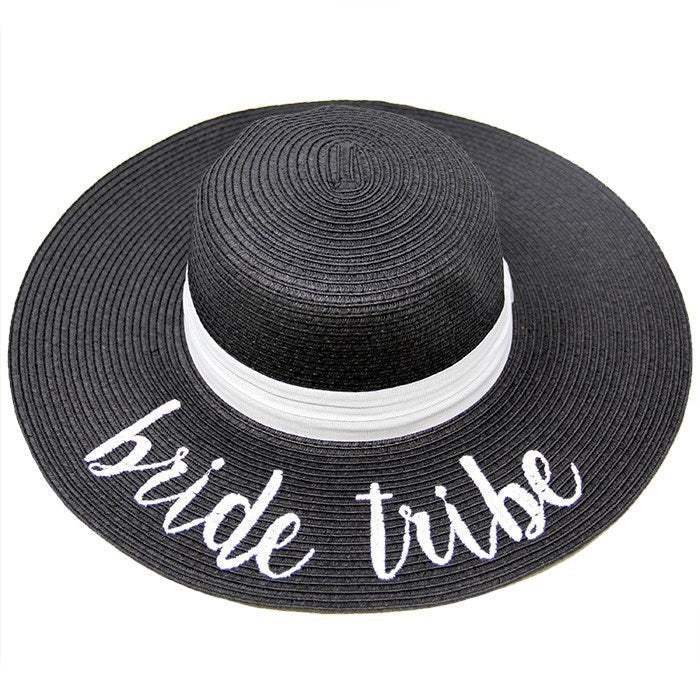 'Bride Tribe' Embroidery Straw Floppy Sun Hat - Madeline Love - Flyclothing LLC