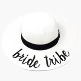 'Bride Tribe' Embroidery Straw Floppy Sun Hat - Madeline Love - Flyclothing LLC