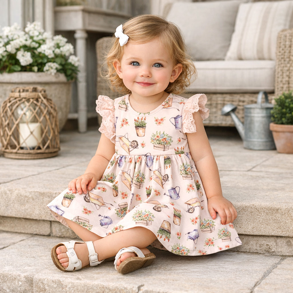 Petal Patch Baby Girl Dress – Bamboo & Eyelet Garden Dress - Tesa Babe - Flyclothing LLC