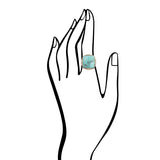 Blue Turquoise Golden Chunky Ring - Barse Jewelry