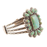 Blue Turquoise Golden Statement Cuff Bracelet - Barse Jewelry