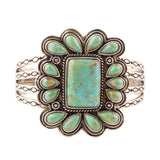Blue Turquoise Golden Statement Cuff Bracelet - Barse Jewelry