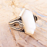 Golden Bronze White Mother of Pearl Ring - Barse Jewelry - Flyclothing LLC