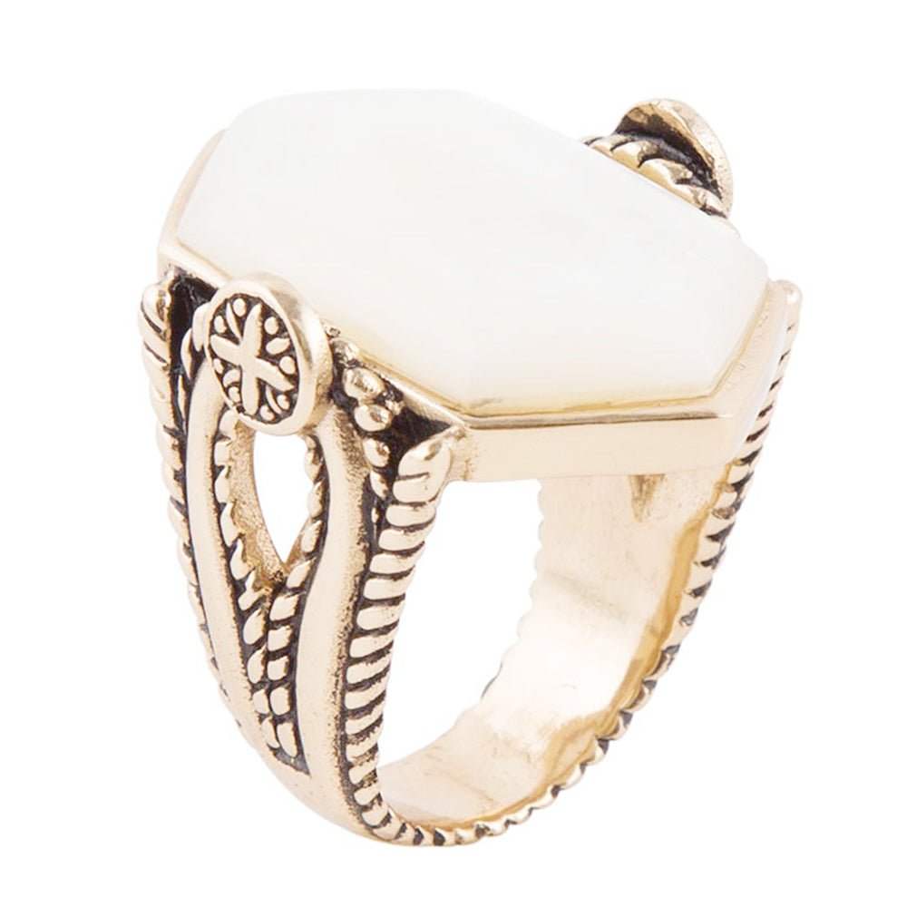 Golden Bronze White Mother of Pearl Ring - Barse Jewelry - Flyclothing LLC