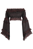 Daisy Corsets Brown Brocade Smocked Flare Sleeve Peasant Top - Daisy Corsets