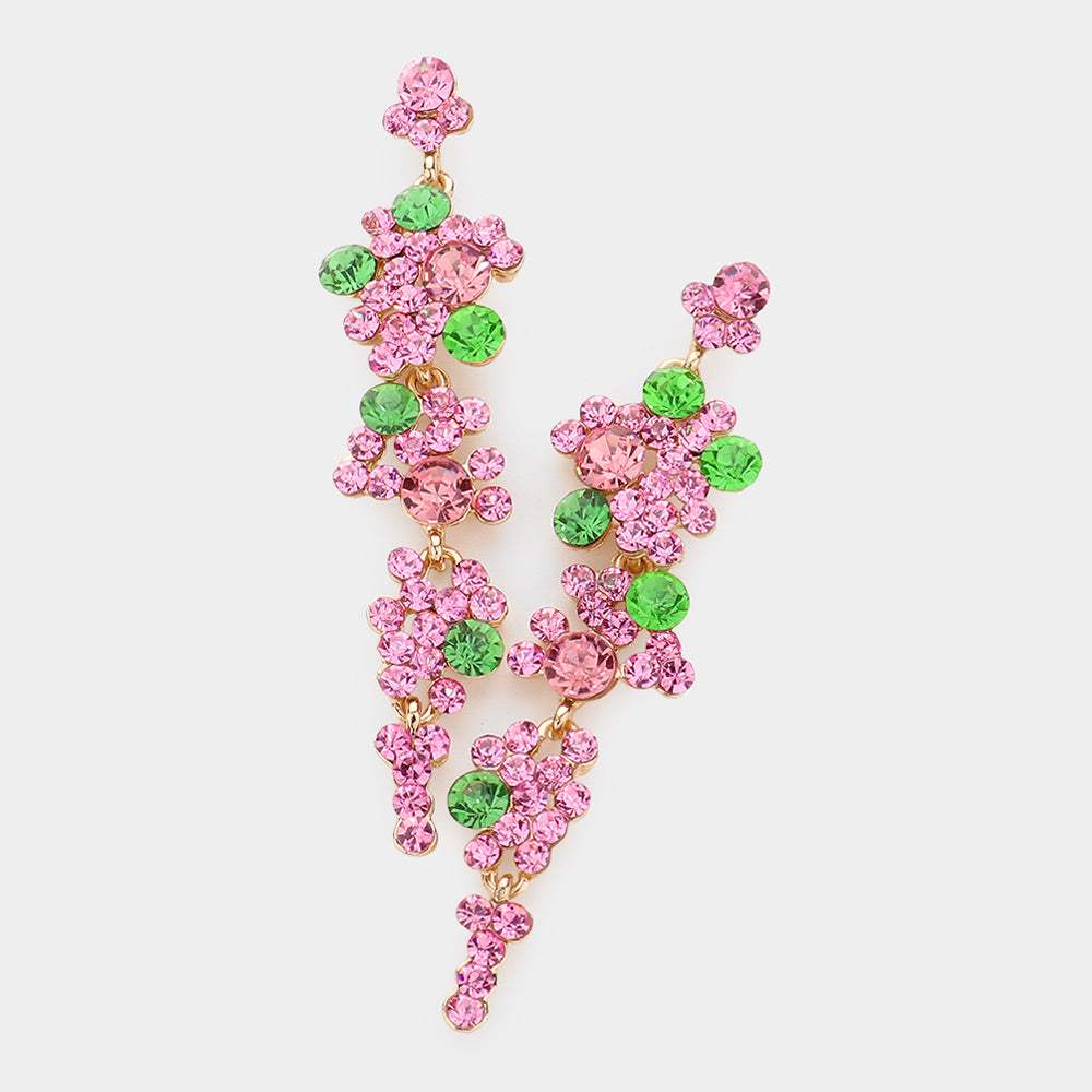 Bubble Stone Cluster Dangle Evening Earrings - Madeline Love - Flyclothing LLC