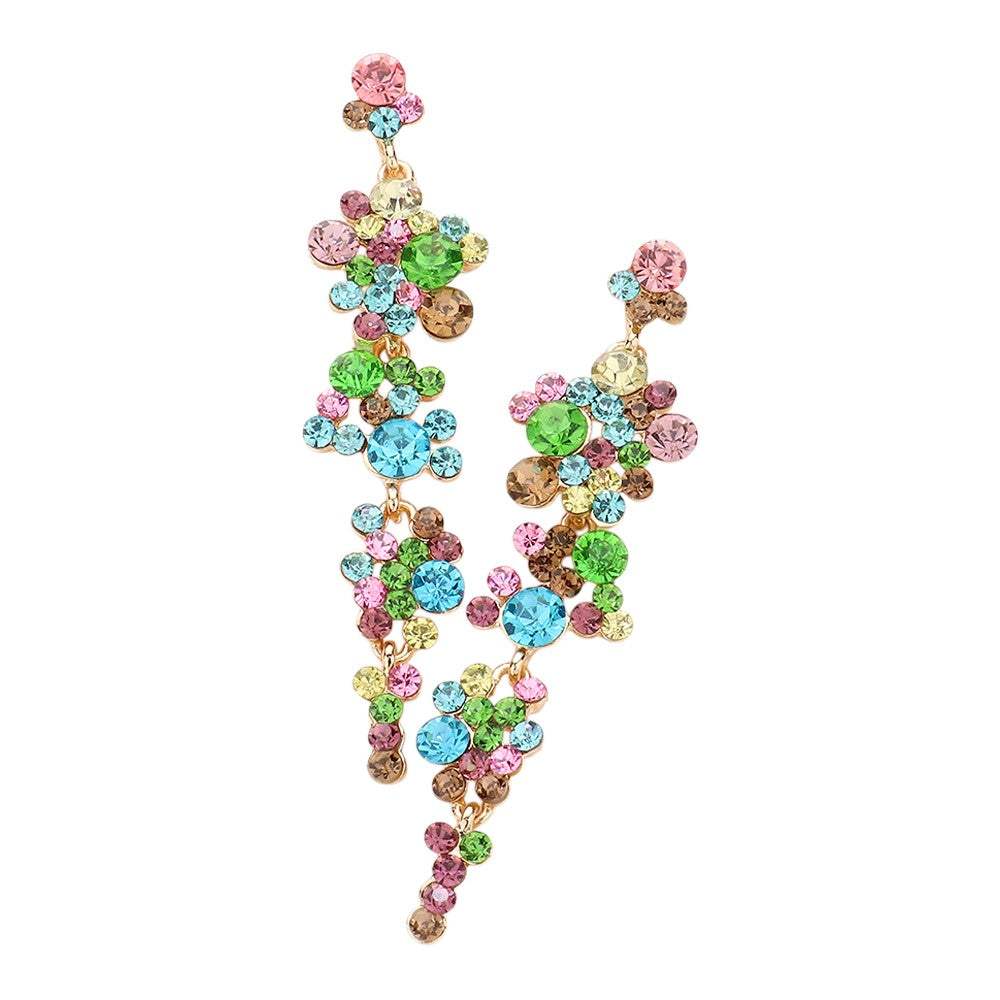 Bubble Stone Cluster Dangle Evening Earrings - Madeline Love - Flyclothing LLC