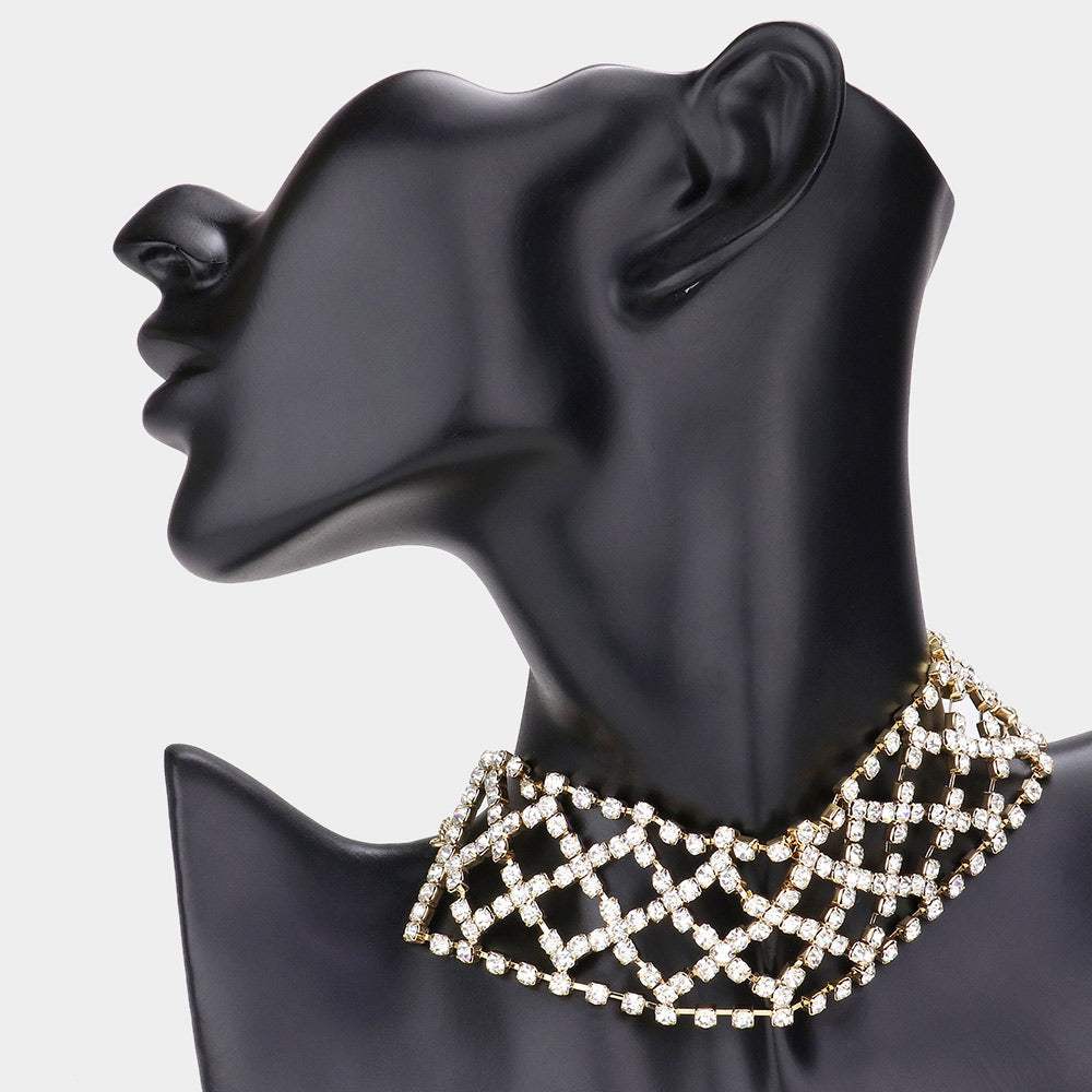 Bubble Stone Crisscross Evening Choker Necklace - Madeline Love - Flyclothing LLC