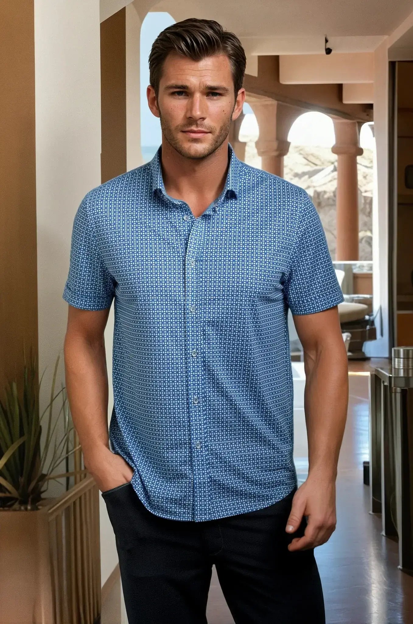Bastille Check Short Sleeve Tech Shirt - Buki - Flyclothing LLC