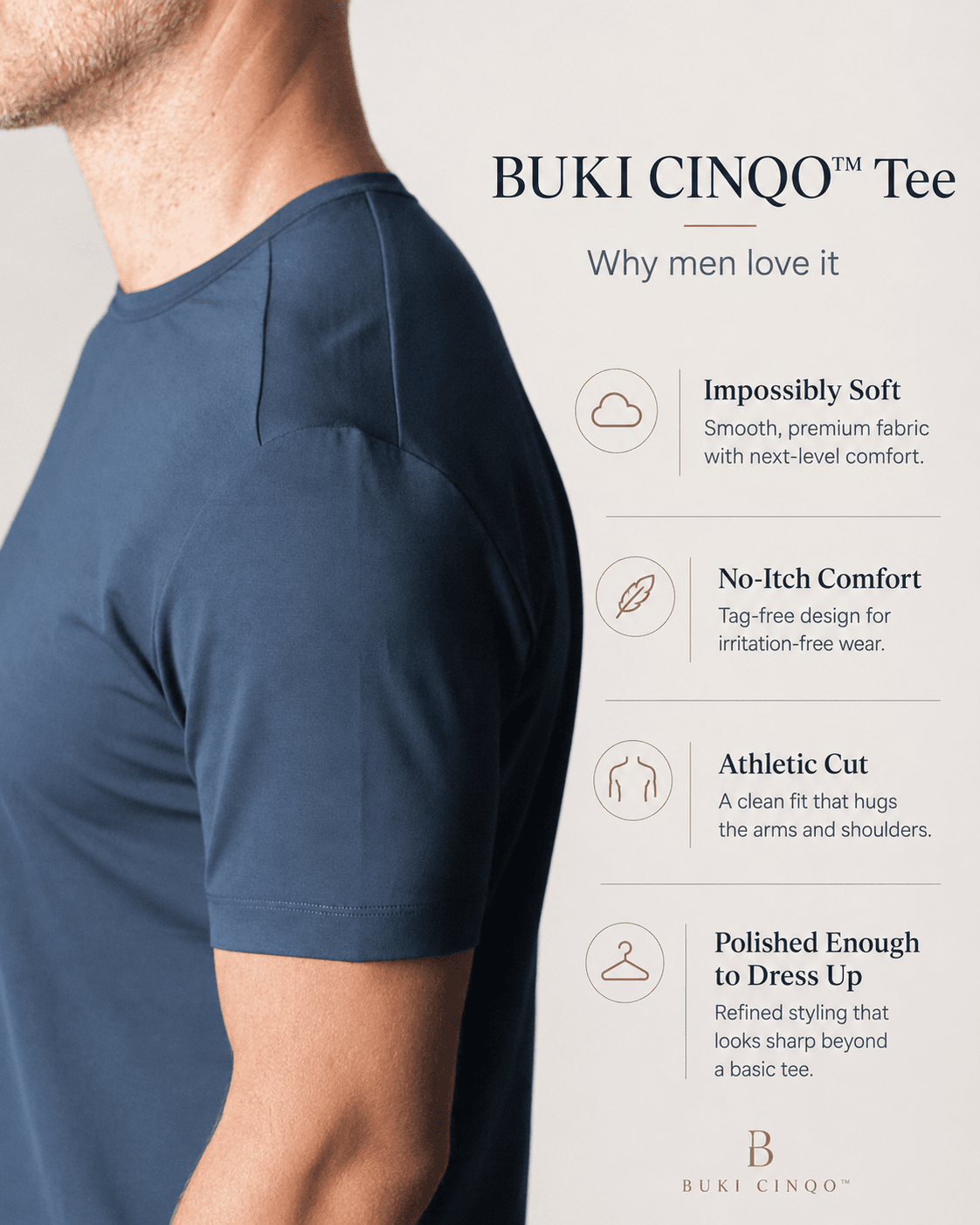 Buki Cinqo Tech Tee - Blue Night