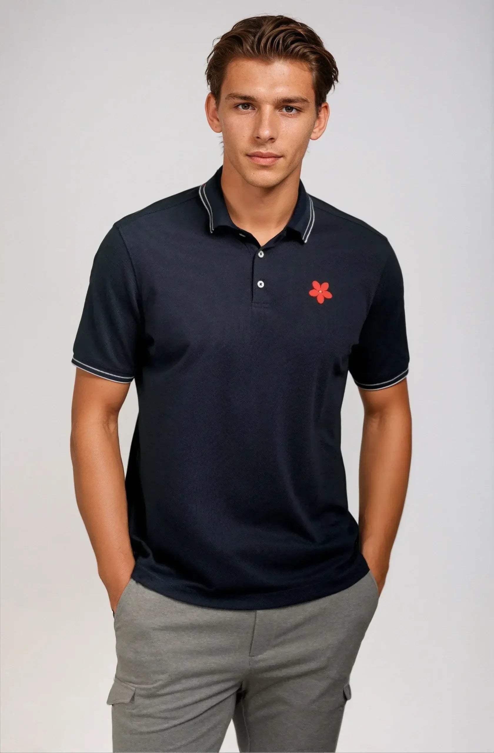 Happy Polo Shirt - Navy - Buki - Flyclothing LLC