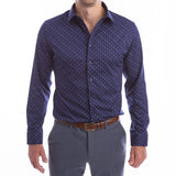 goTIELESS Ultimate Dress Shirt (Navy Polk-a-Dot) - Million Dollar Collar - Flyclothing LLC