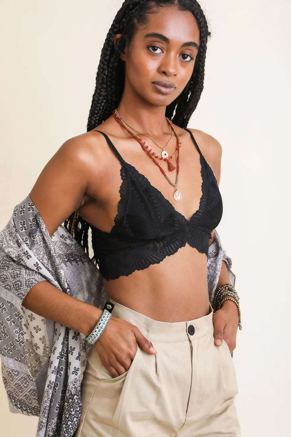 Butterfly Scallop Lace Bralette - Boho Clothing and Accessories - Flyclothing LLC