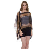 Button Detail Paisley Print V-Neck Poncho Cover Up Beachwear - Madeline Love - Flyclothing LLC